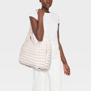 A New Day Quilted Athleisure Shoulder Handbag Off-White